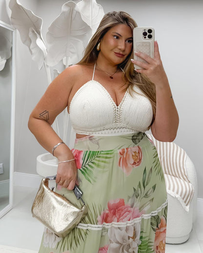 Vestido Plus Size Busto Feito Na Corda - Cód.0450