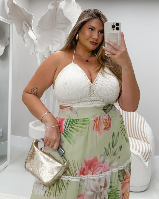 Vestido Plus Size Busto Feito Na Corda - Cód.0450