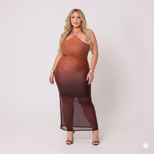 Vestido Plus Size Em Tule Forrado - Cód.0456