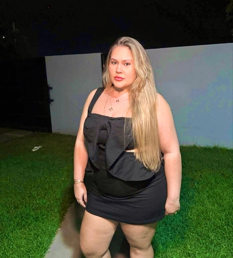 Vestido Plus Size Curto Jeans com Detalhe em Laço Preto - Cód. 0266