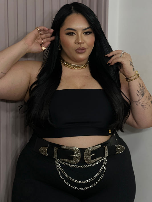 Top Faixa Plus Size Preto - Cód. 0230