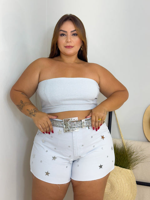 Top Faixa Plus Size Branco - Cód. 0229