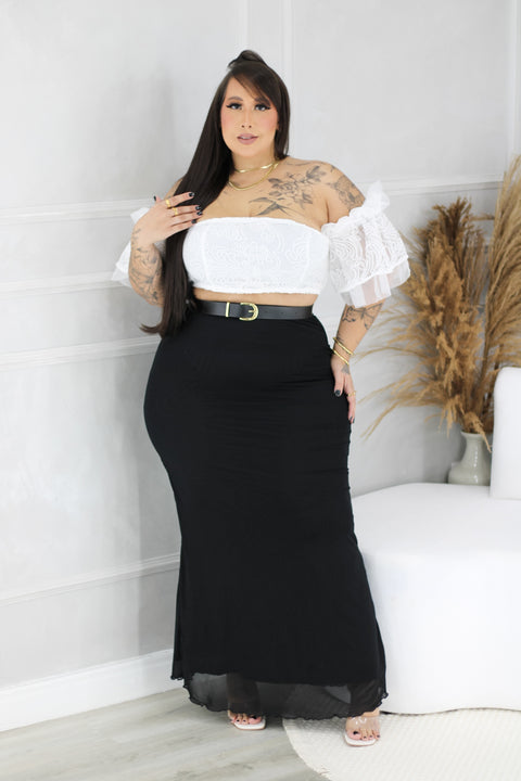 Cropped Plus Size Ciganinha Branco em Renda - Cód. 0127