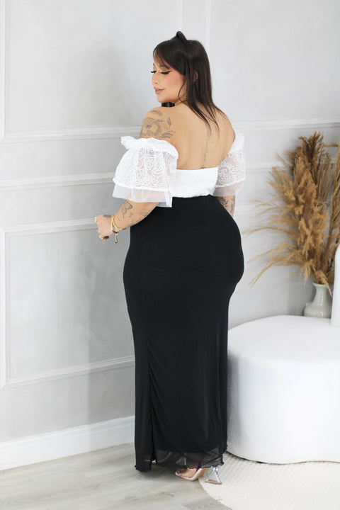 Cropped Plus Size Ciganinha Branco em Renda - Cód. 0127